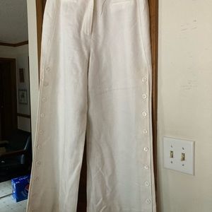 Worth wide-leg linen pants with sassy button detail